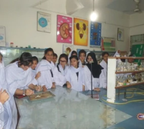 Hayat Main Campus students learning in the science laboratory